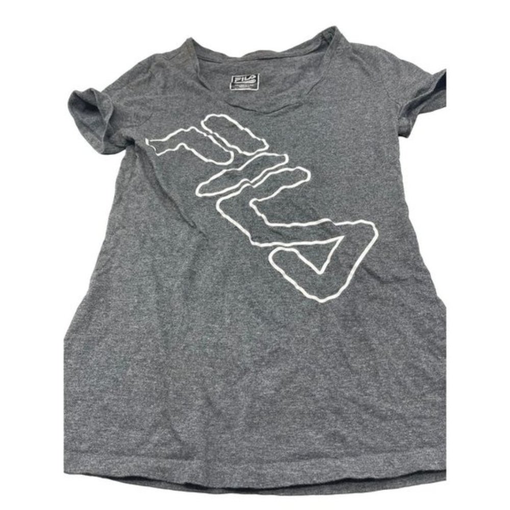 Fila short sleeve tea shirt gray v-neck size small bust 15 length 24 READ used s